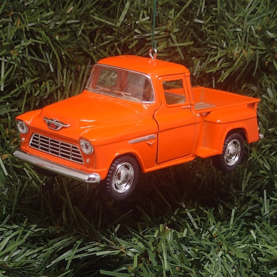 1955 Chevy 3100 Truck Ornament Christmas Gift Idea Chevrolet Stepside Pickup 5 inch Unique Xmas Tree Decoration Orange