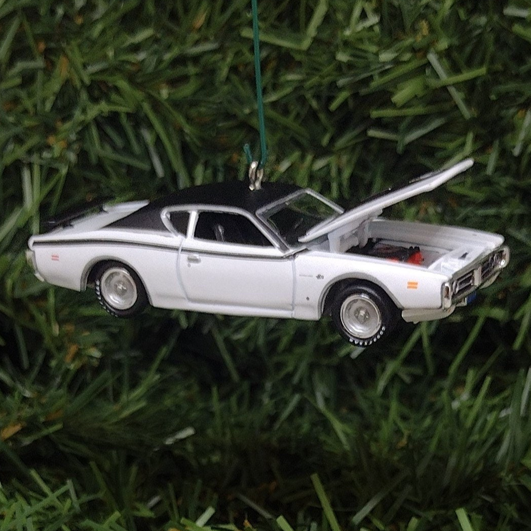 Dodge Charger Super Bee Ornament 1971 Mopar Christmas Tree Decoration Unique Gift Idea White Hood Opens