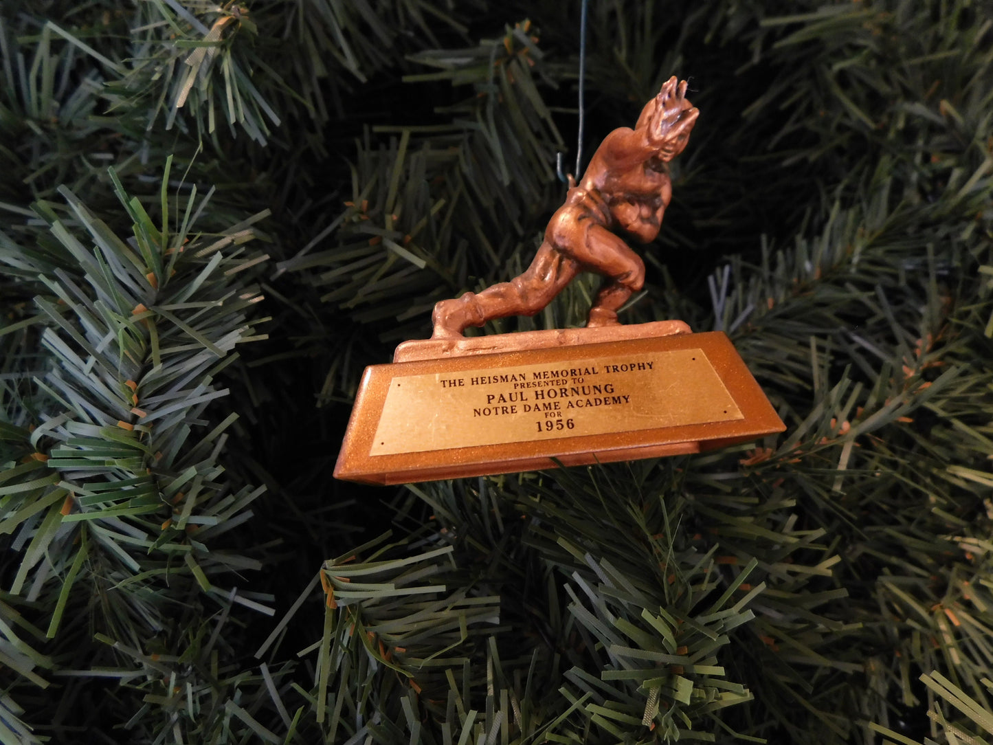 Paul Hornung NOTRE DAME Ornament mini Heisman Trophy Christmas tree decoration NCAA football unique gift idea Fighting Irish