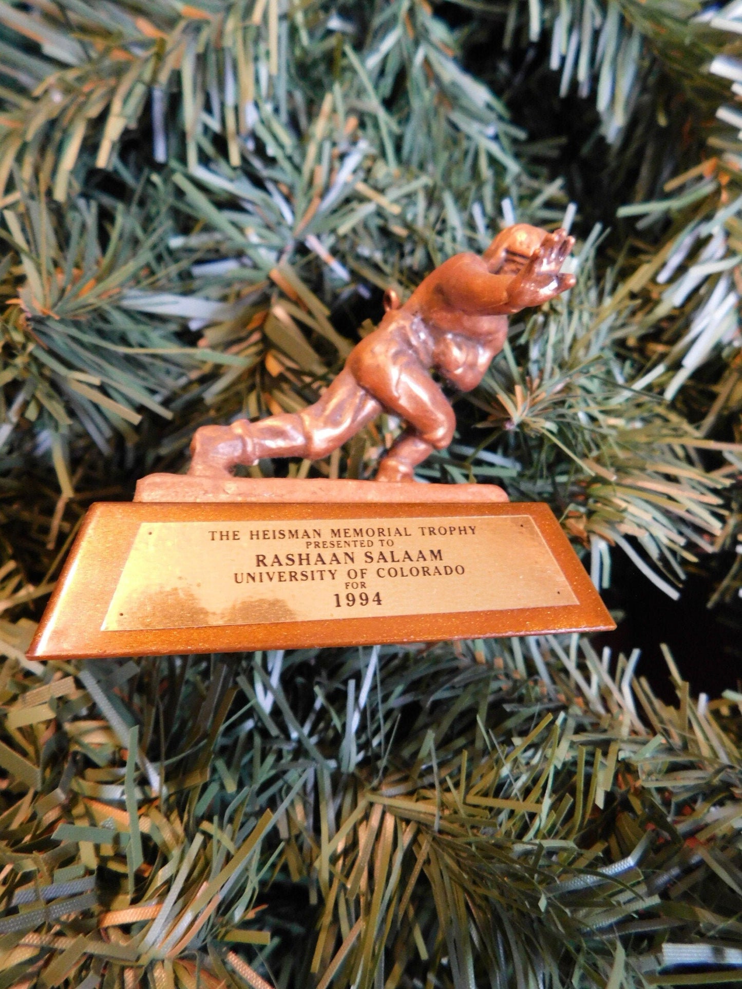 Rashaan Salaam COLORADO BUFFALOES Christmas tree ornament mini Heisman Trophy xmas ncaa football figure unique gift idea