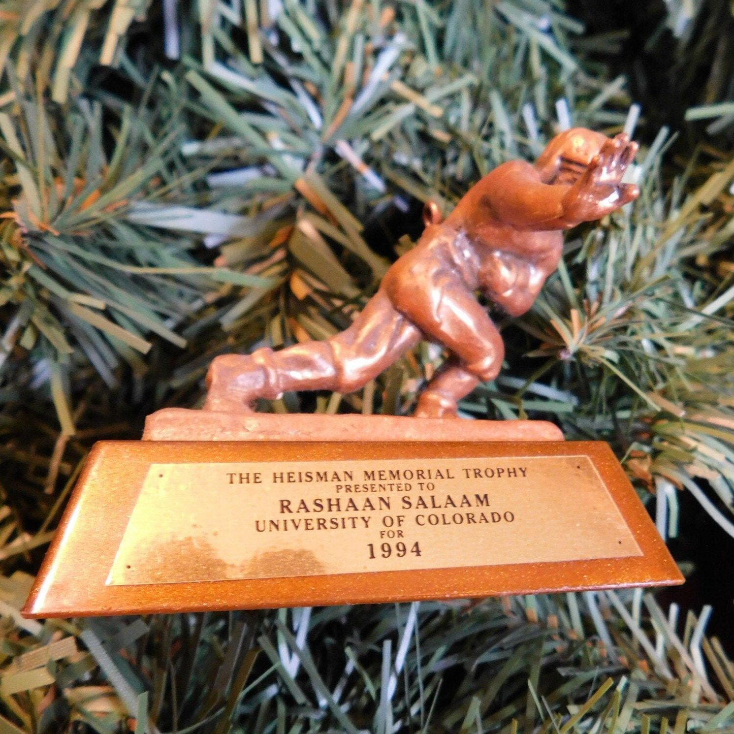 Rashaan Salaam COLORADO BUFFALOES Ornament Christmas Gift Mini Heisman Trophy NCAA Football