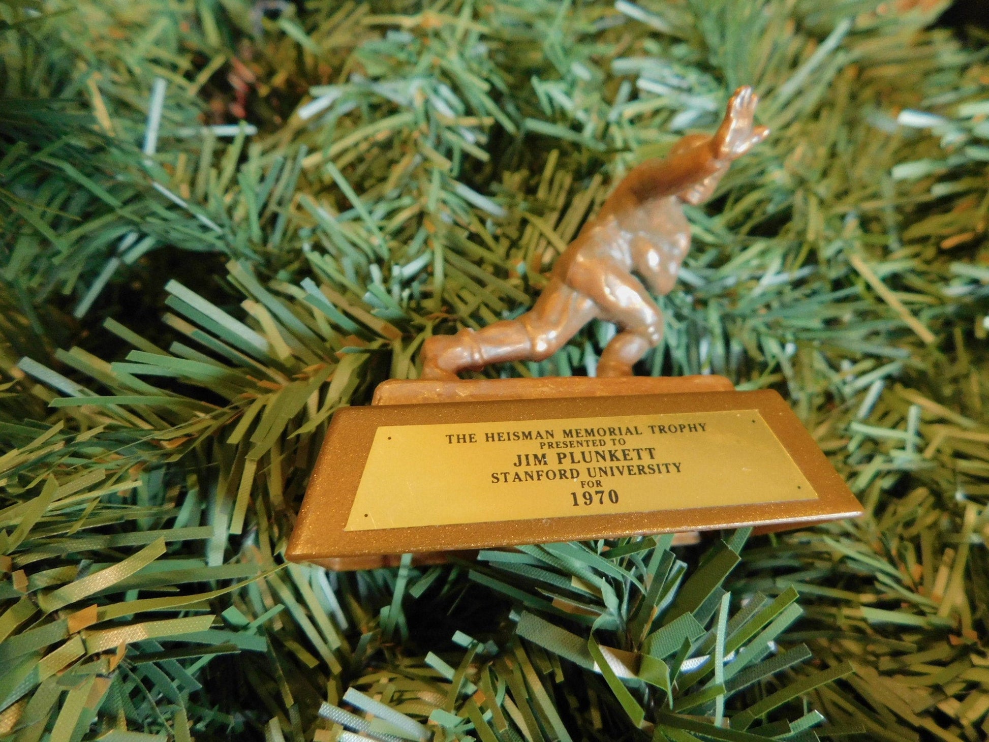 Jim Plunkett STANFORD CARDINAL Christmas tree ornament mini Heisman Trophy xmas ncaa football figure unique gift idea