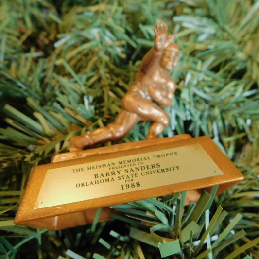 Barry Sanders Oklahoma State Cowboys Ornament mini Heisman Trophy Christmas Gift NCAA Football Figure