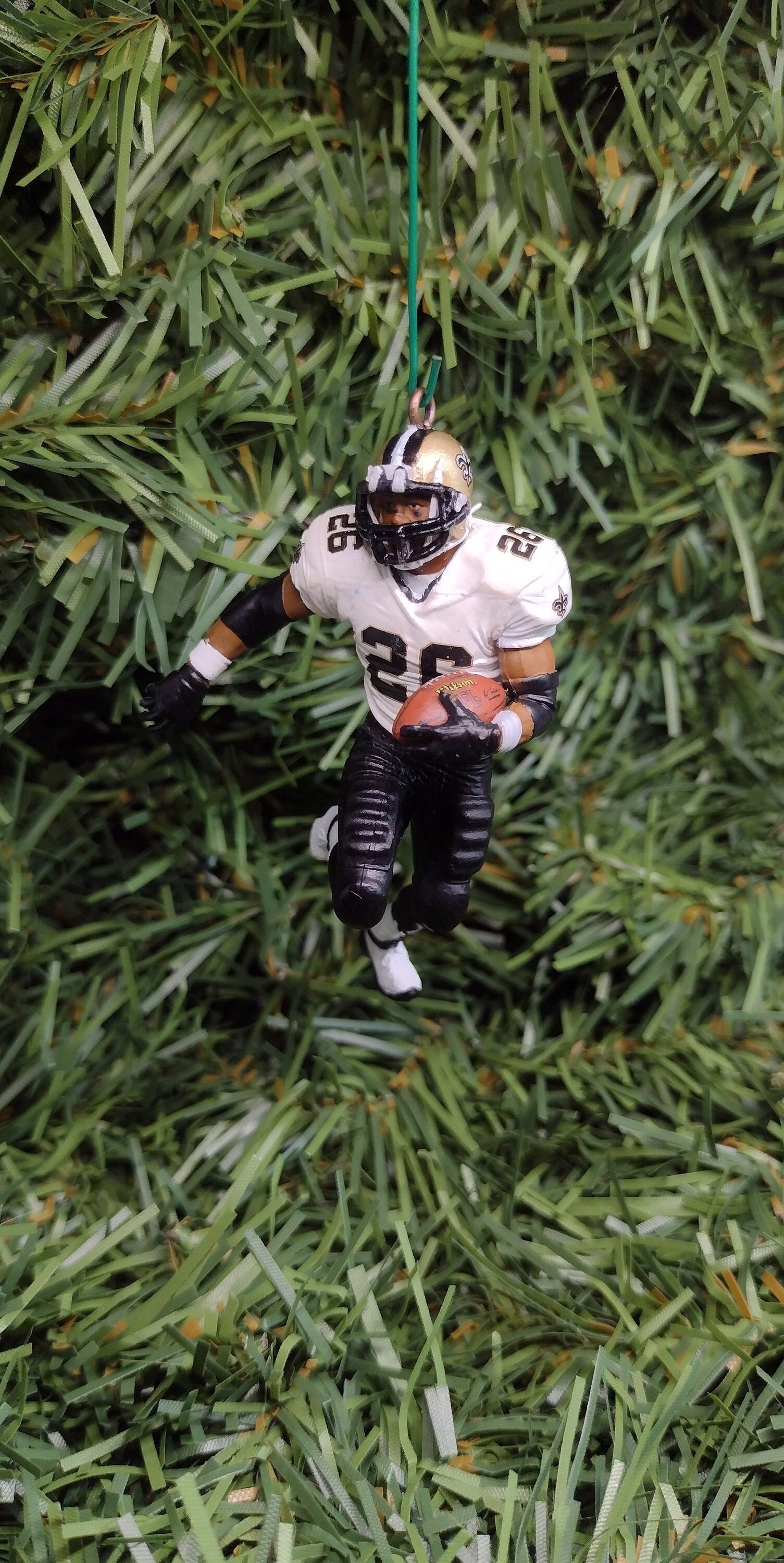 NEW ORLEANS SAINTS ornament Deuce McAllister Christmas gift idea nfl football figure Xmas tree decoration 3 inch