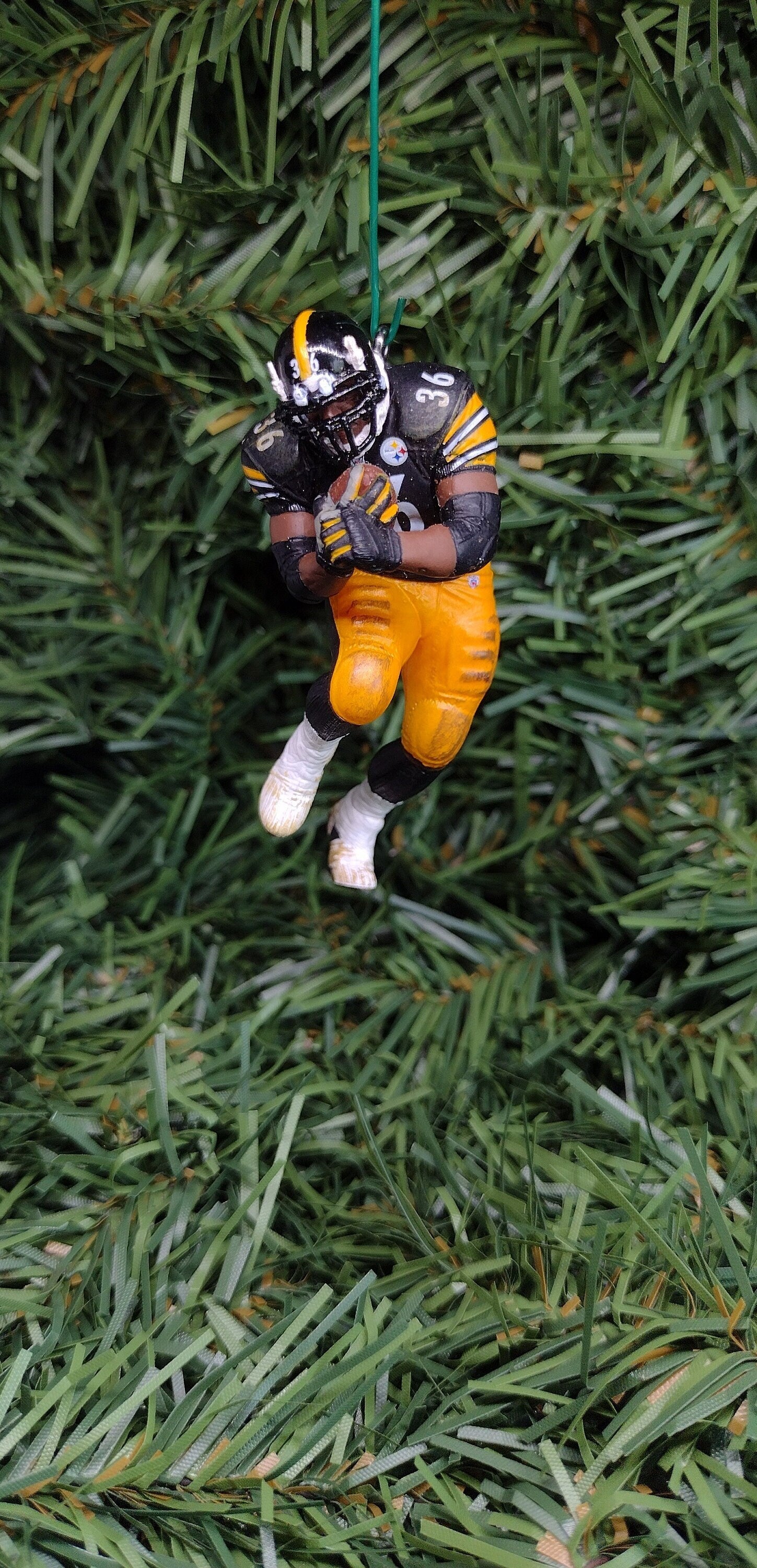 Pittsburgh Steelers Ornament Jerome Bettis Christmas Gift Idea Unique Xmas Tree Decoration NFL Football Figure