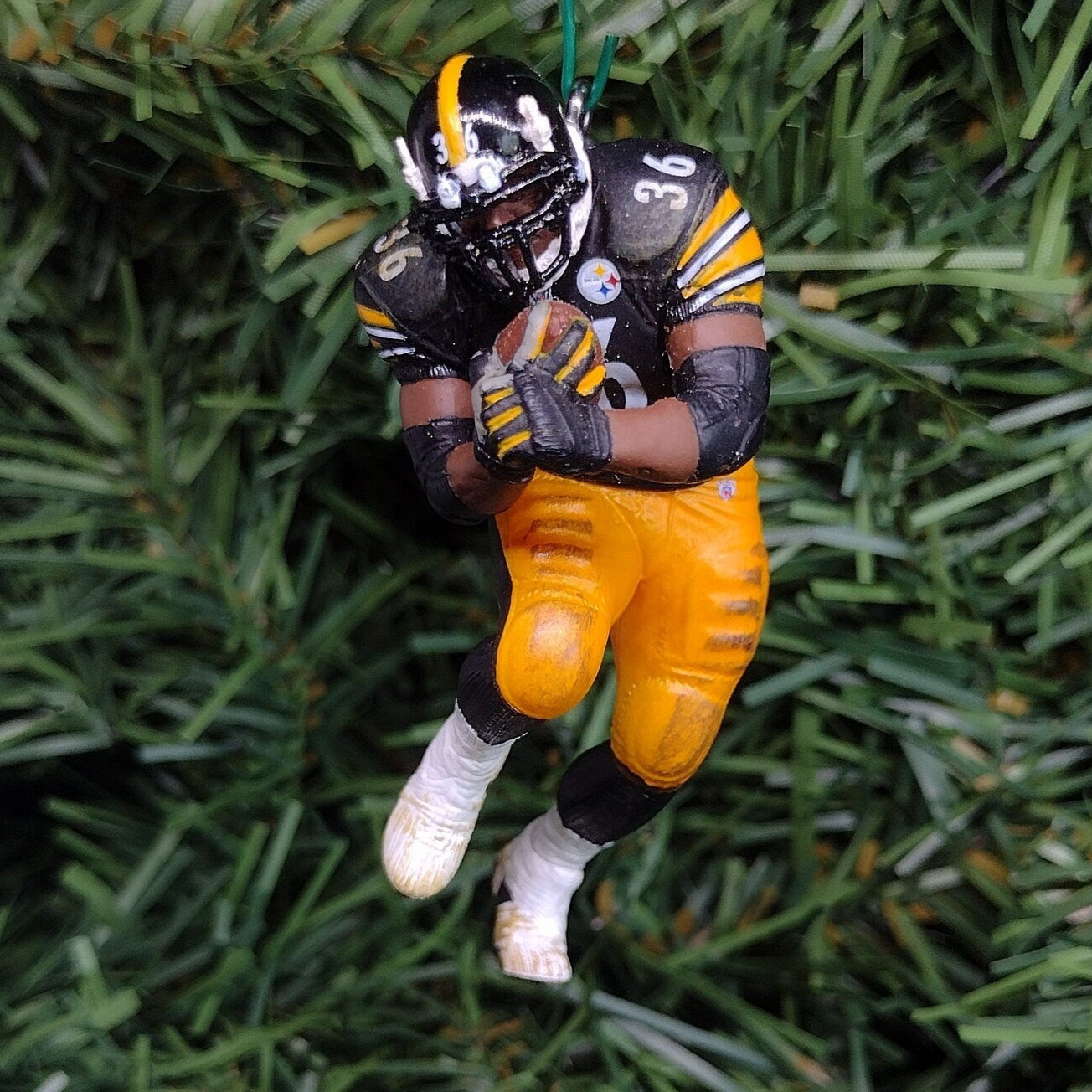 Pittsburgh Steelers Ornament Jerome Bettis Christmas Gift Idea Unique Xmas Tree Decoration NFL Football Figure 2.75 inch