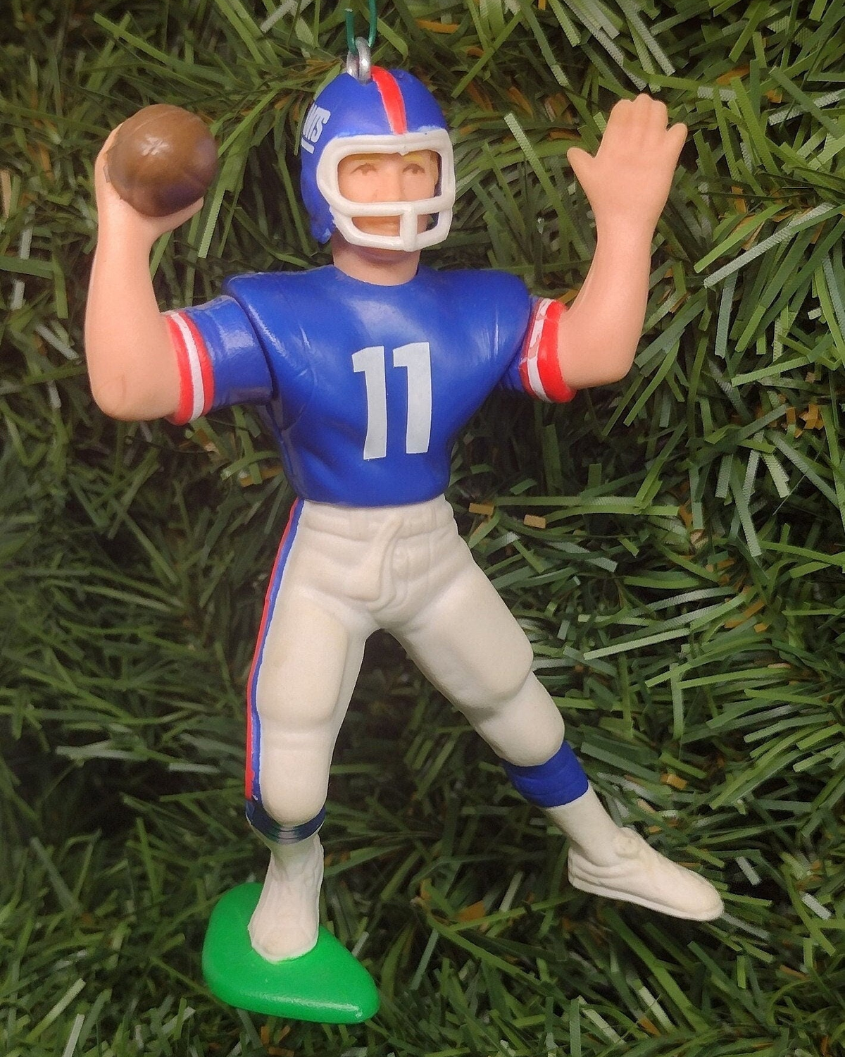 NEW YORK GIANTS Ornament Christmas Gift Phil Simms NFL Football Figure Xmas Tree Decoration