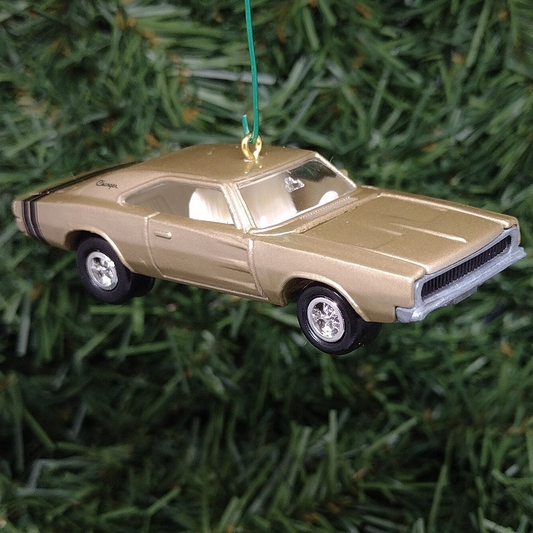 Dodge Charger Ornament 1968 Christmas Tree Decoration Gift for Classic Car Enthusiast Mopar Tan