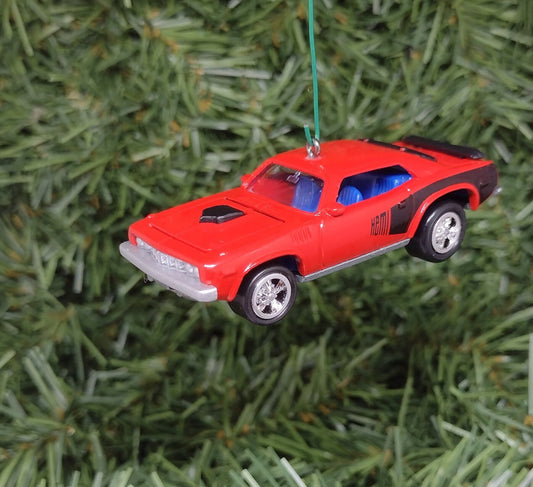 Plymouth Barracuda Ornament 1971 Hemi Cuda Mopar Christmas tree decoration fun automotive gift for car enthusiast or man cave tree