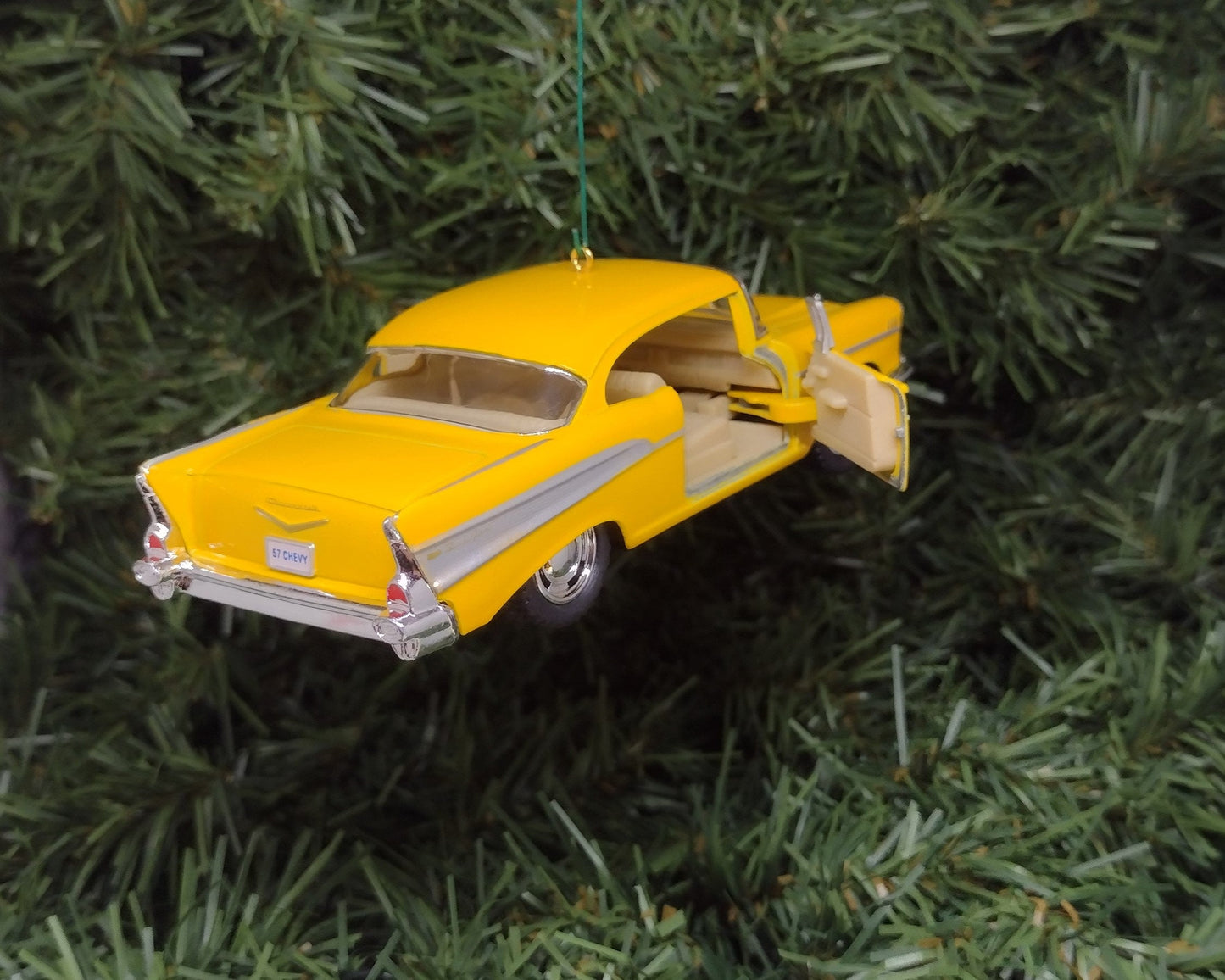 1957 Chevy Bel Air Ornament Christmas Tree Decoration Fun Automotive Xmas Gift Idea 5 inches long Chevrolet yellow