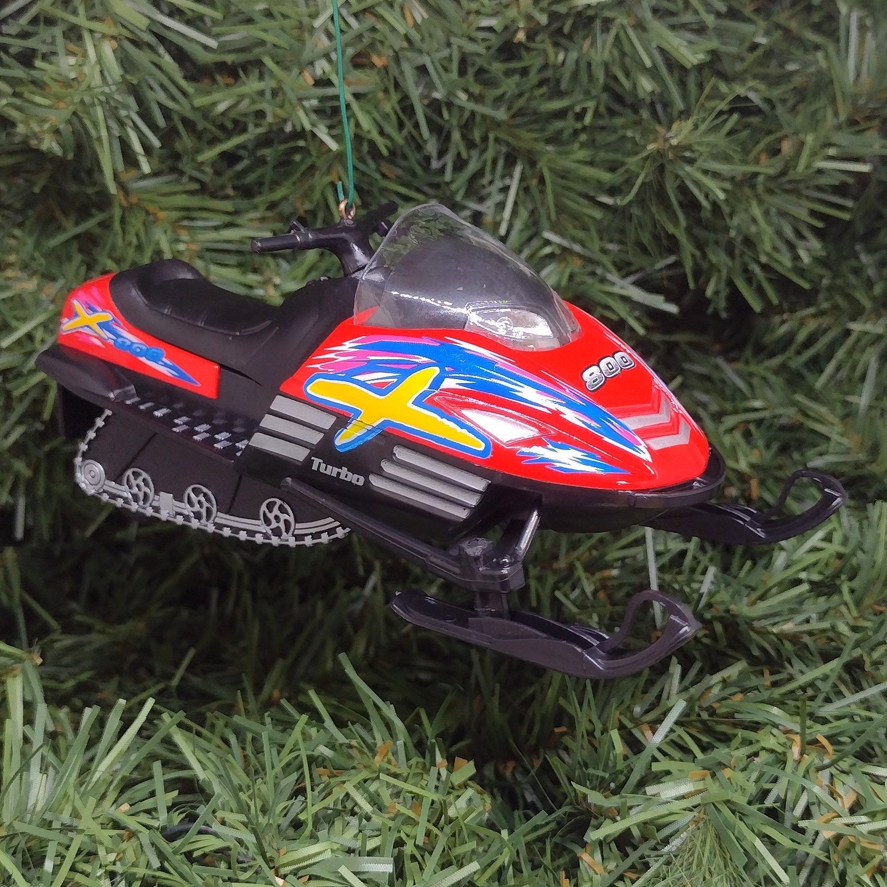 Snowmobile Ornament Christmas Tree Decoration Fun Automotive Xmas Gift Idea 5 inches long snow machine sled