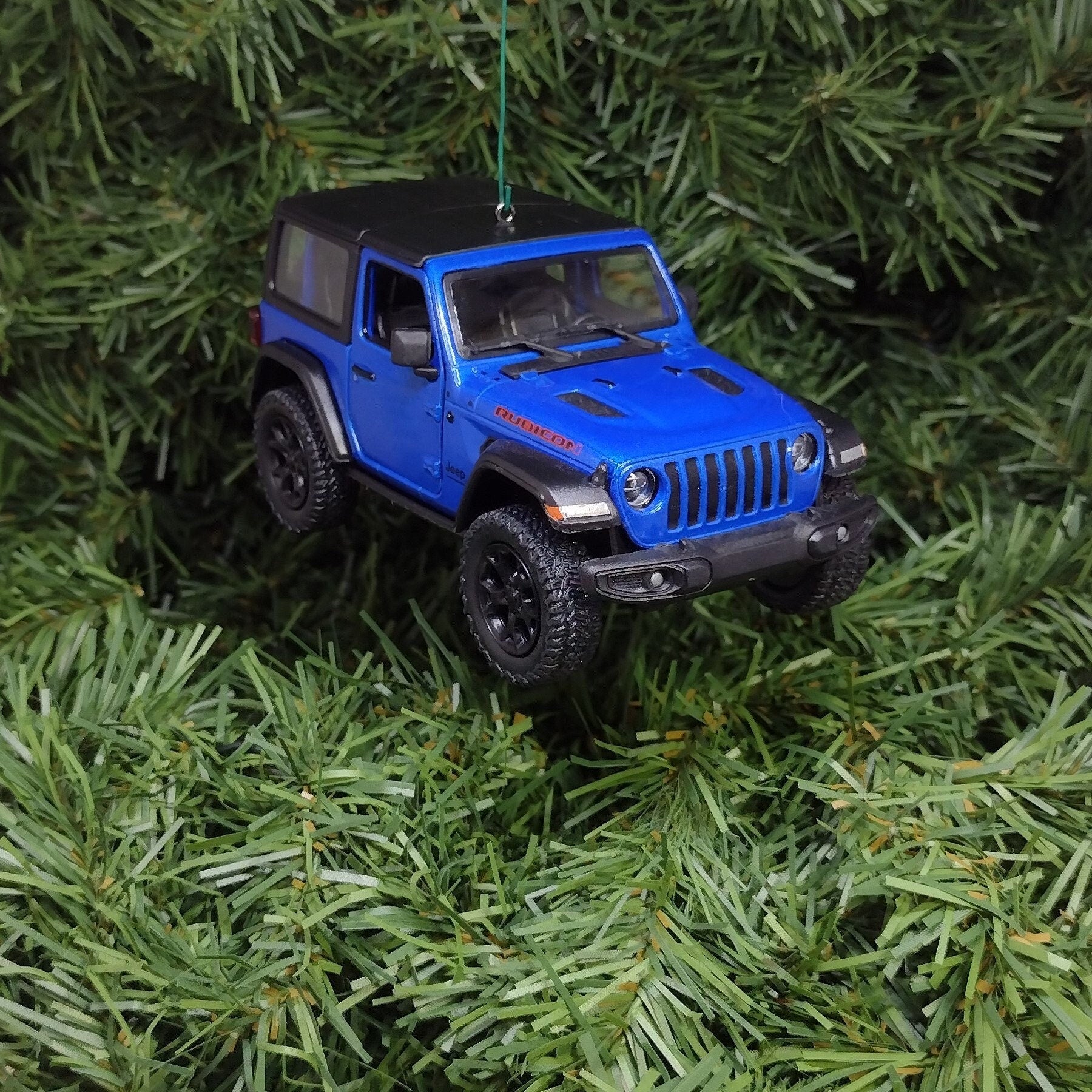 Jeep Wrangler Ornament Christmas Gift Idea Fun Automotive Xmas tree Decoration 5 inches long 2018 blue