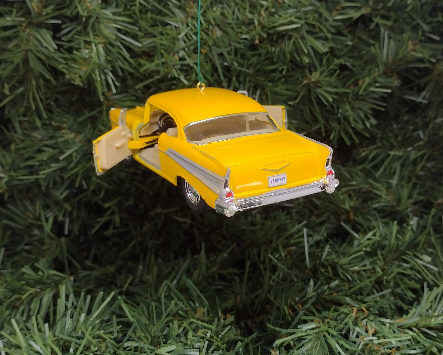 1957 Chevy Bel Air Ornament Christmas Tree Decoration Fun Automotive Xmas Gift Idea 5 inches long Chevrolet yellow