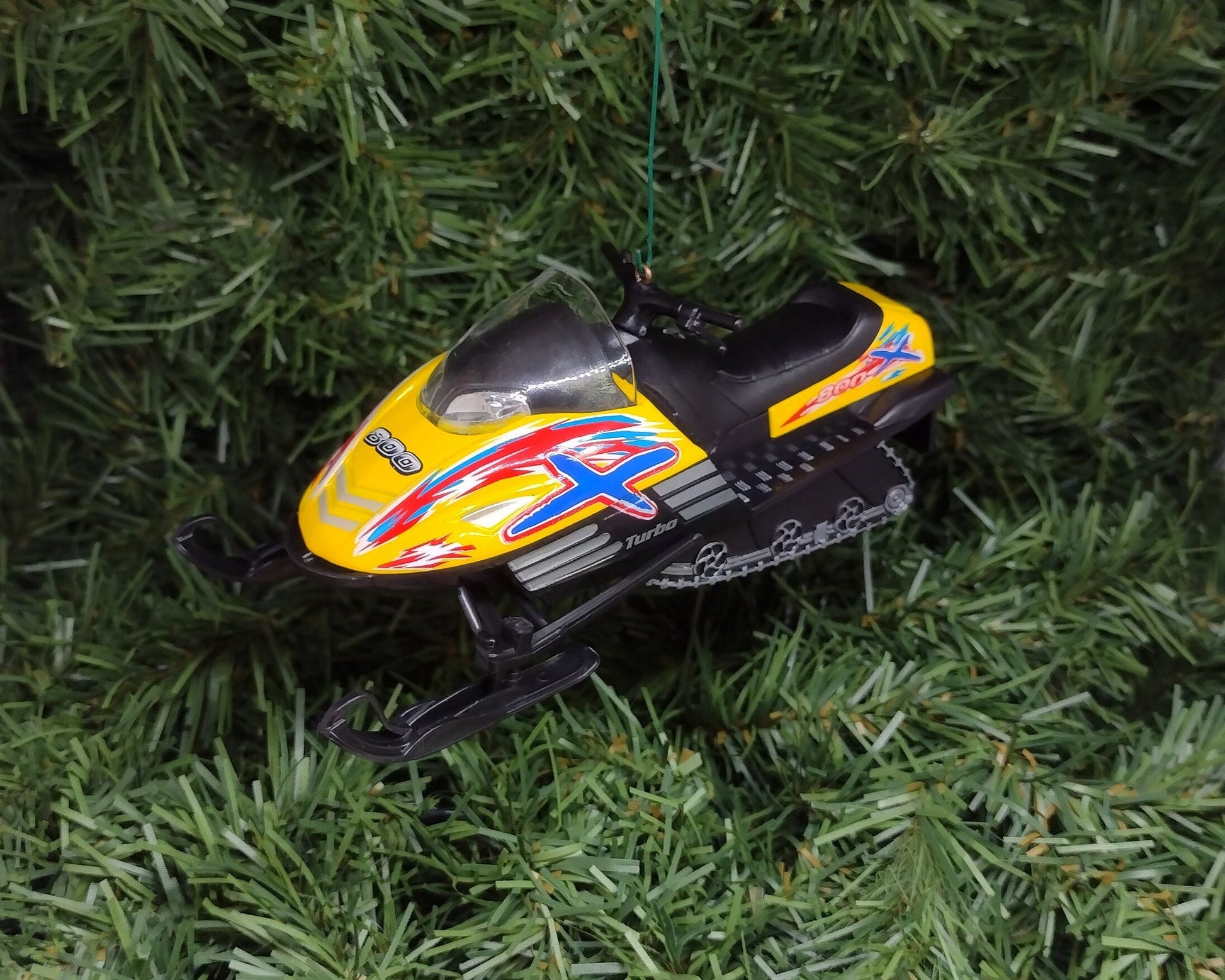 Snowmobile Ornament Christmas Tree Decoration Fun Automotive Xmas Gift Idea 5 inches long snow machine sled