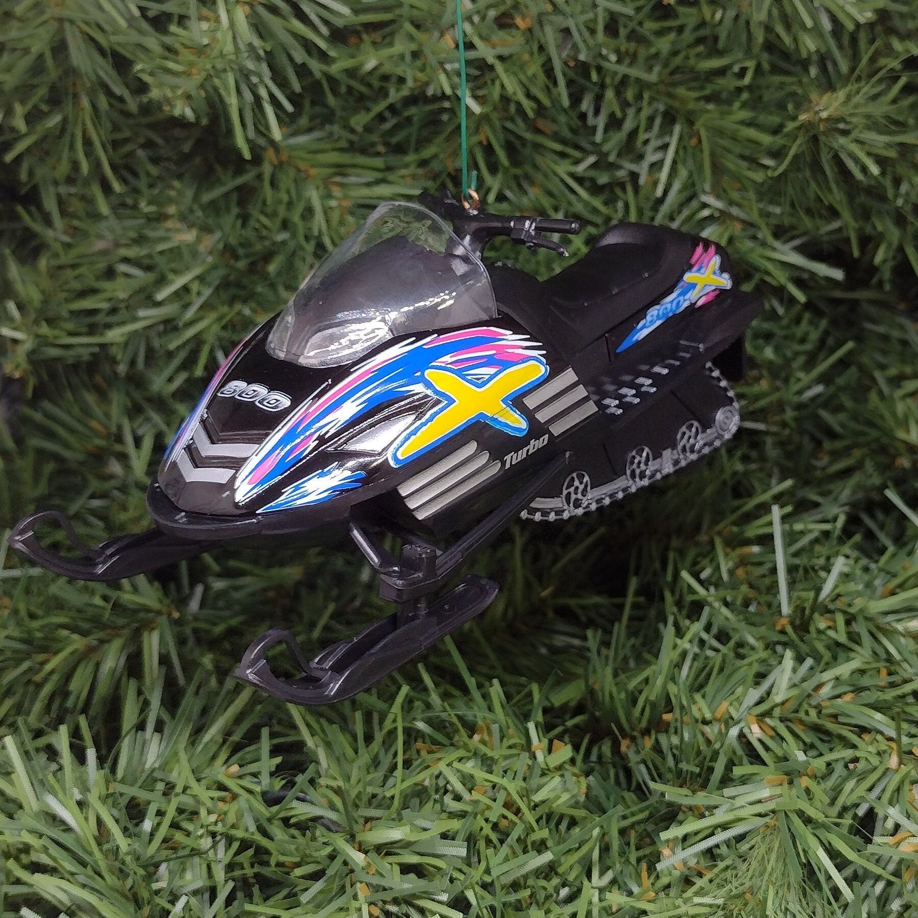 Snowmobile Ornament Christmas Tree Decoration Fun Automotive Xmas Gift Idea 5 inches long snow machine sled