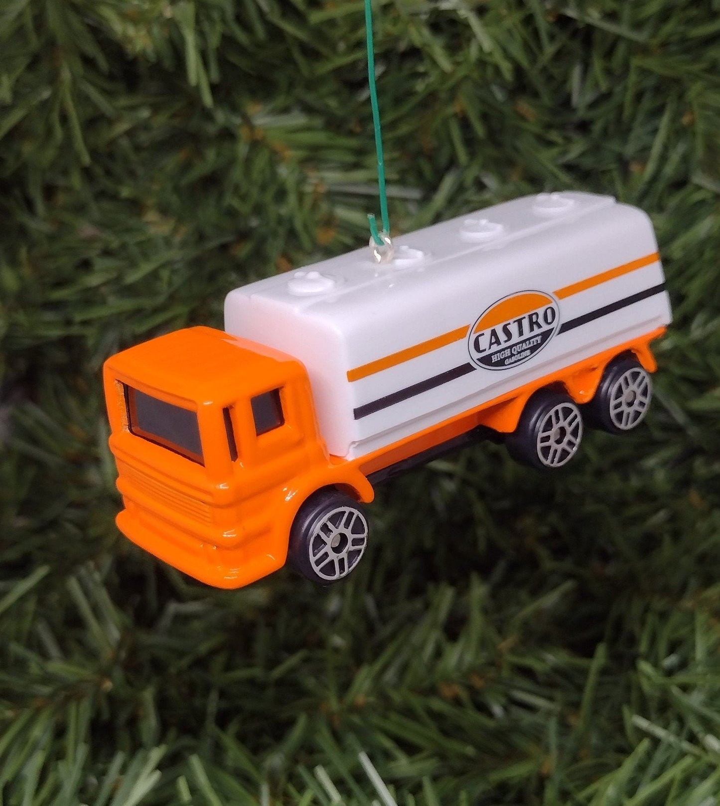 Tanker Truck Ornament Castro Gas Christmas tree decoration fun automotive gift for car enthusiast or man cave tree First Responder