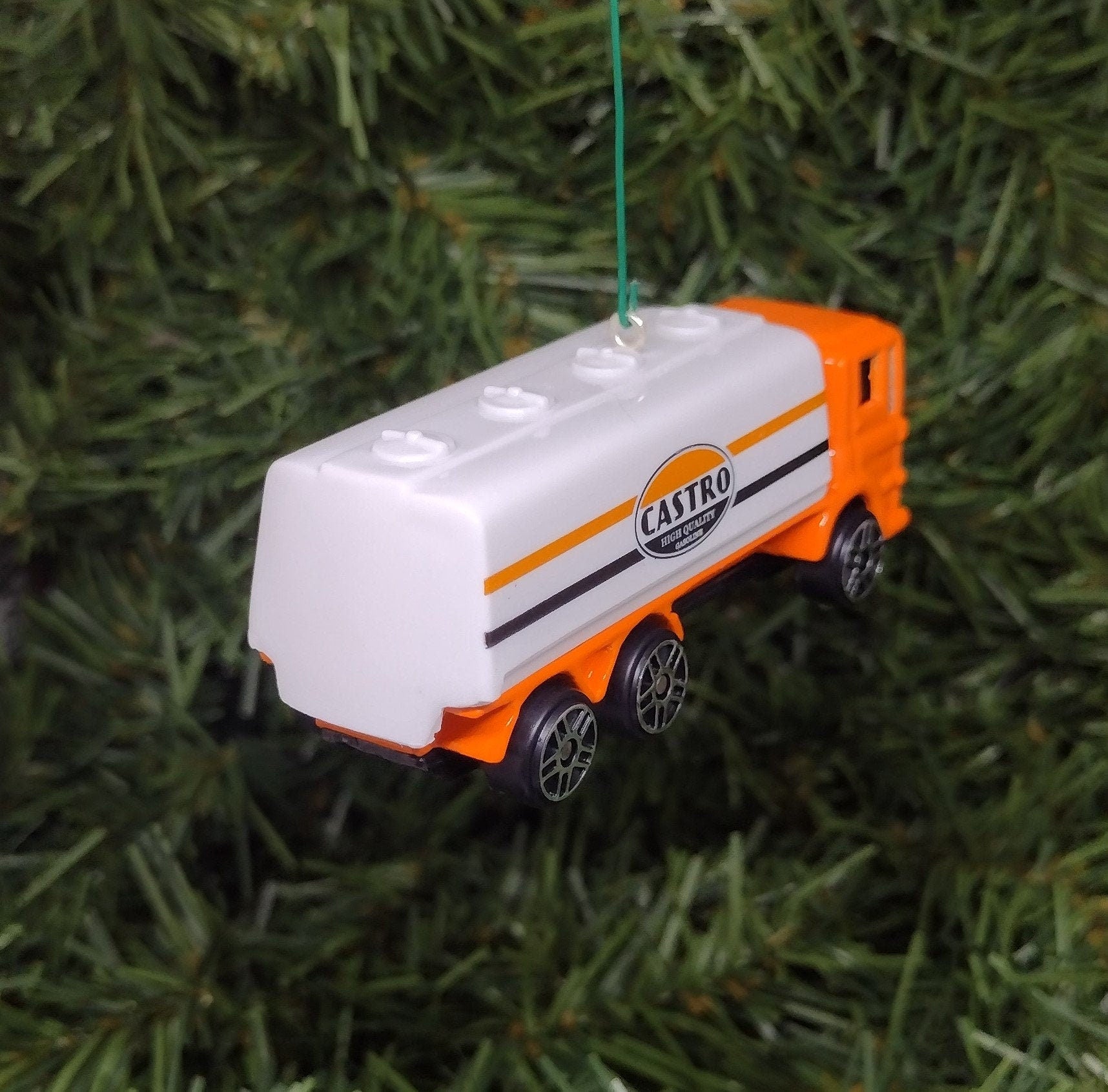 Tanker Truck Ornament Castro Gas Christmas tree decoration fun automotive gift for car enthusiast or man cave tree First Responder