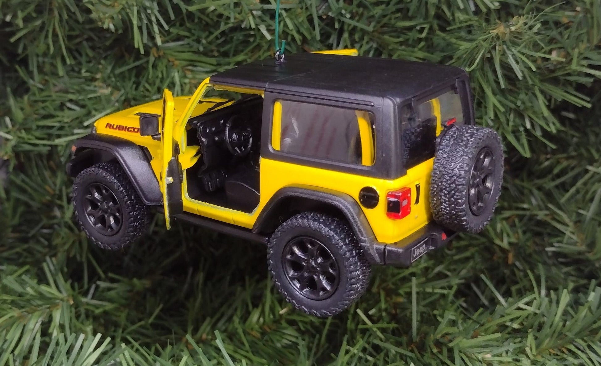 Jeep Wrangler Ornament Christmas Gift Idea Fun Automotive Xmas tree Decoration 5 inches long 2018 yellow