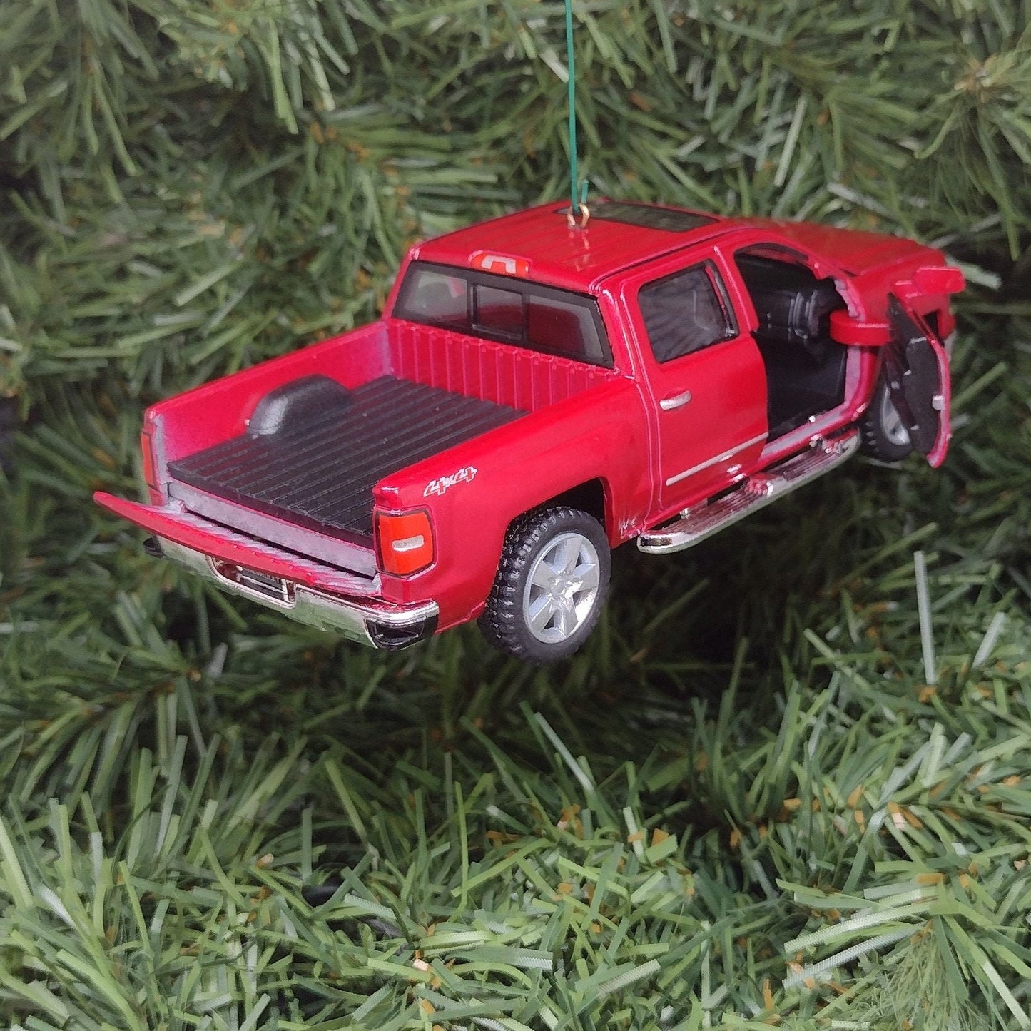 Chevy Silverado Ornament Christmas Tree Decoration Fun Automotive Xmas Gift Idea 5 inches long Chevrolet pickup truck Maroon