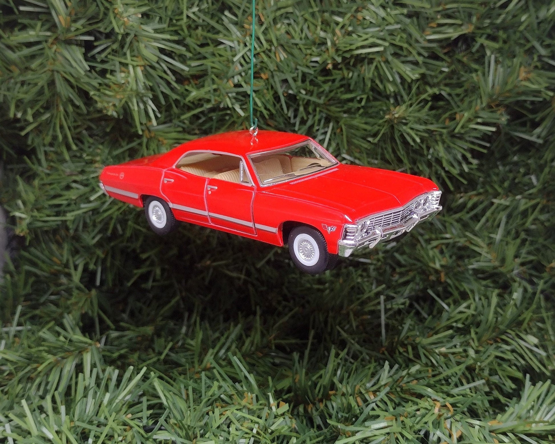 Chevy Impala Ornament Christmas Tree Decoration Fun Automotive Xmas Gift Idea 5 inches long 4 door 1967 Chevrolet