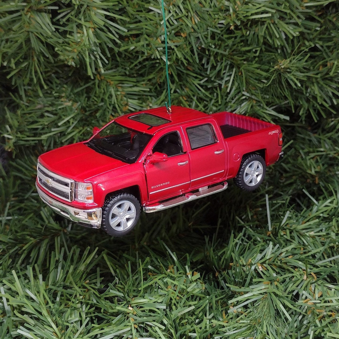 Chevy Silverado Ornament Christmas Tree Decoration Fun Automotive Xmas Gift Idea 5 inches long Chevrolet pickup truck Maroon