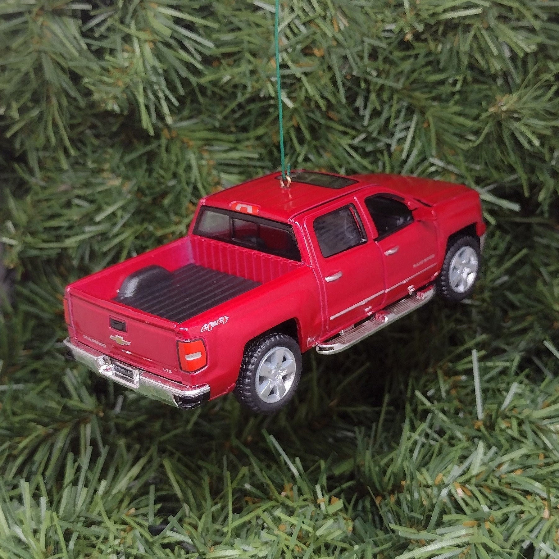 Chevy Silverado Ornament Christmas Tree Decoration Fun Automotive Xmas Gift Idea 5 inches long Chevrolet pickup truck Maroon