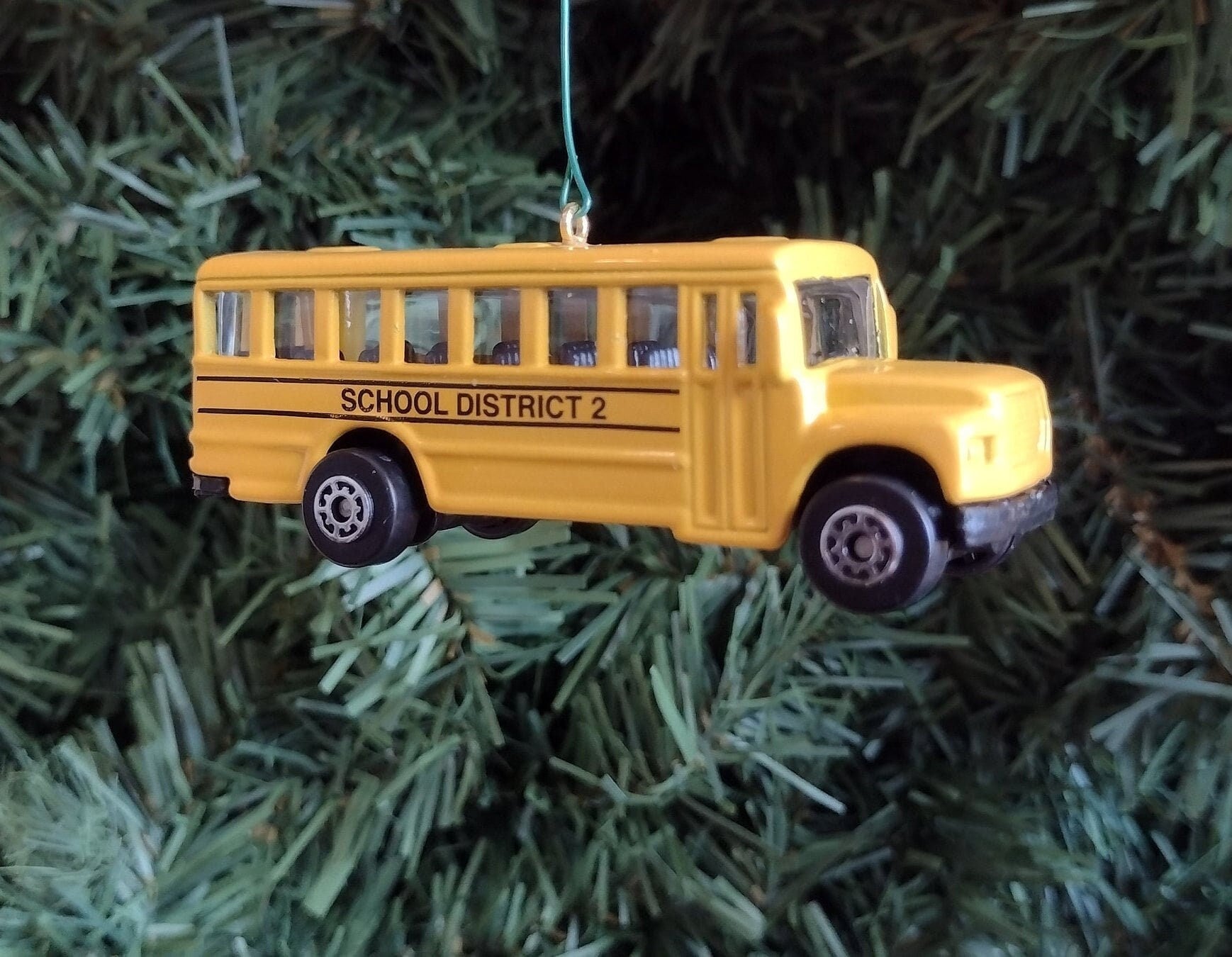 School Bus Christmas ornament fun automotive gift unique Xmas tree decoration yellow