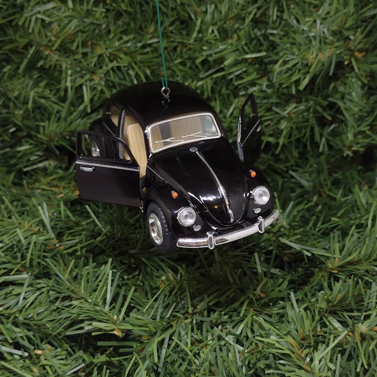 VW Beetle 1967 Ornament Christmas tree decoration Unique gift idea Volkswagen fun Xmas present 5 inch black