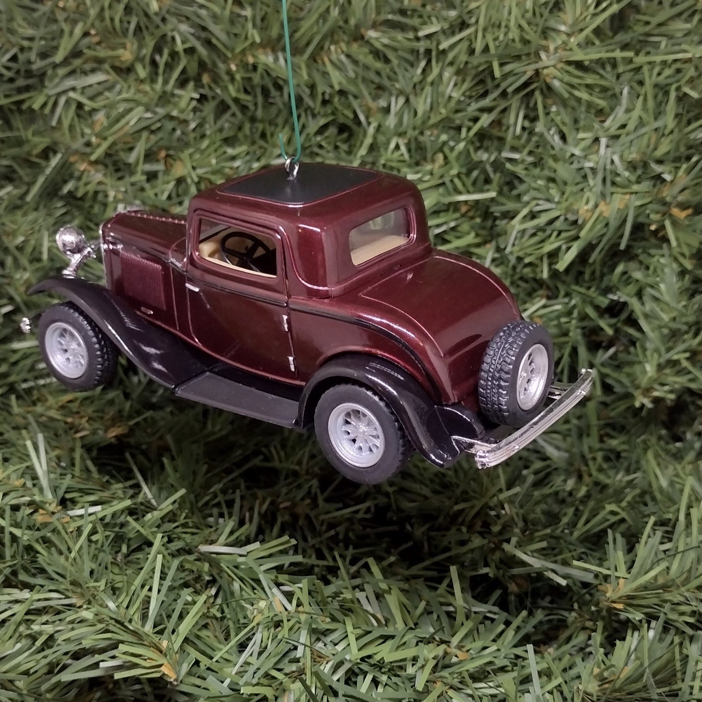 1932 FORD Ornament 3 Window Coupe Christmas Tree Decoration Unique Xmas Gift Idea 5 inches long maroon