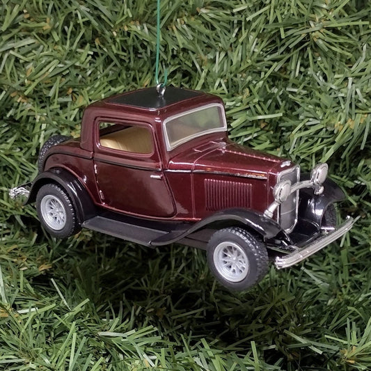 1932 FORD Ornament 3 Window Coupe Christmas Tree Decoration Unique Xmas Gift Idea 5 inch Maroon