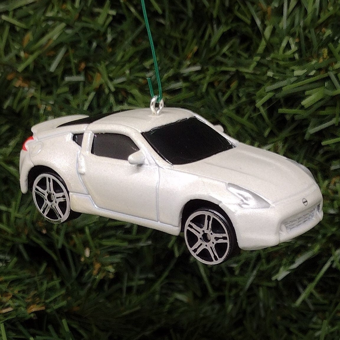 Nissan 370Z Ornament 2 door coupe Christmas Gift Unique Car Xmas Tree Decoration 2009-2022 White Orange
