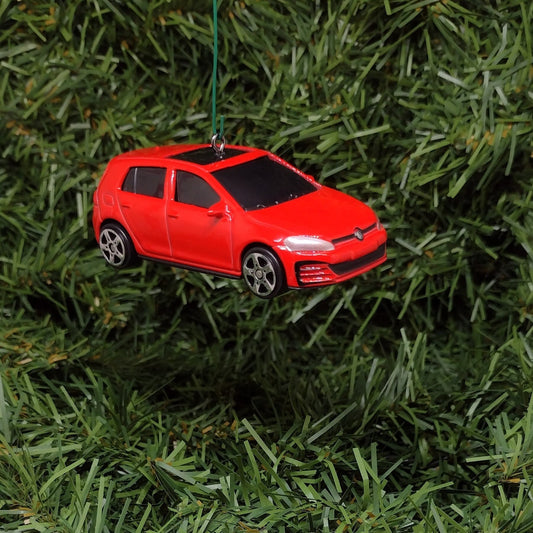 VW Golf GTI Ornament Christmas Gift Idea Red Volkswagen Automotive Present for Car Enthusiast Unique Xmas Tree Decoration 3 inch