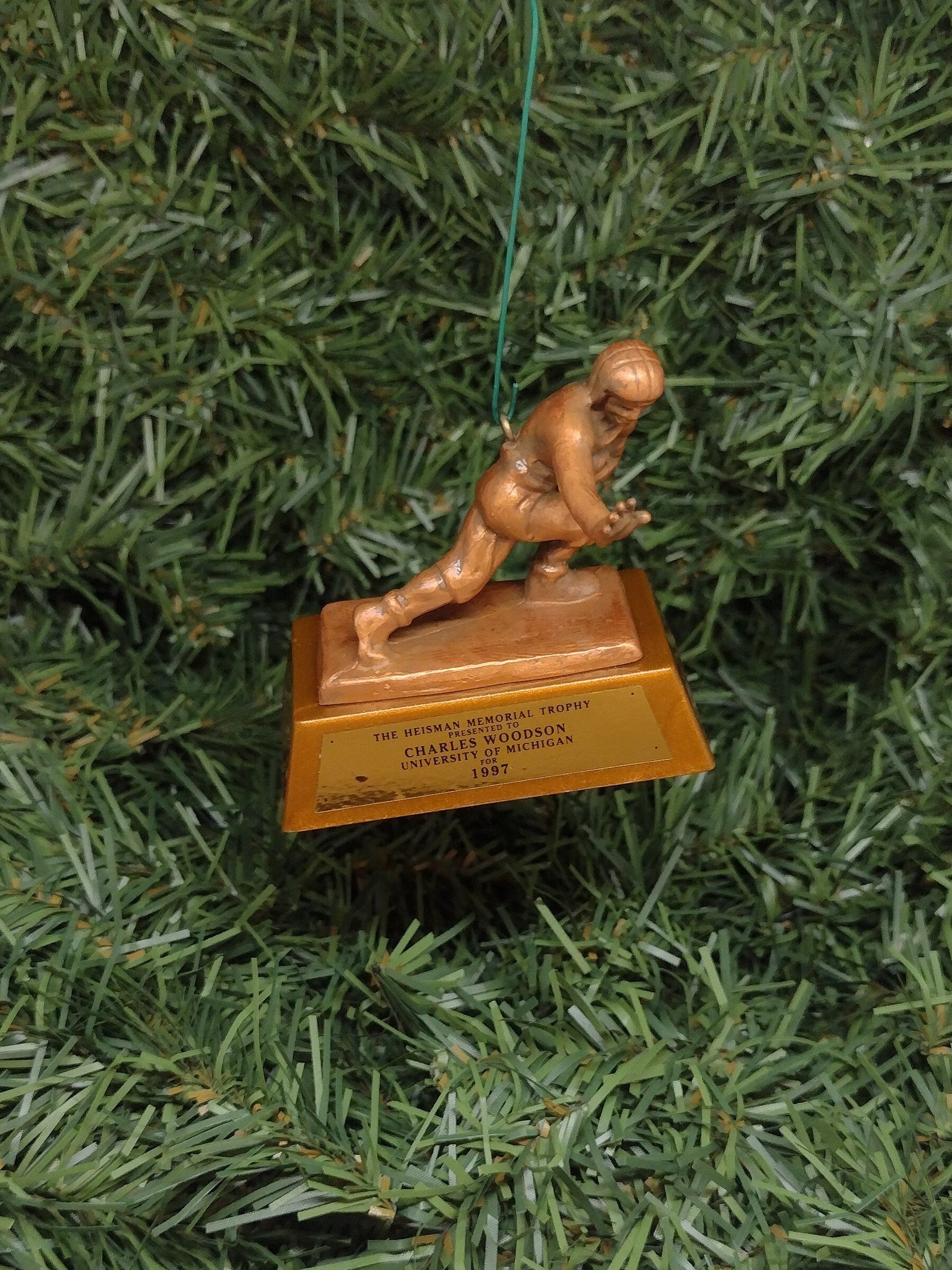 Charles Woodson MICHIGAN WOLVERINES ornament mini Heisman Trophy Christmas gift idea NCAA football xmas tree