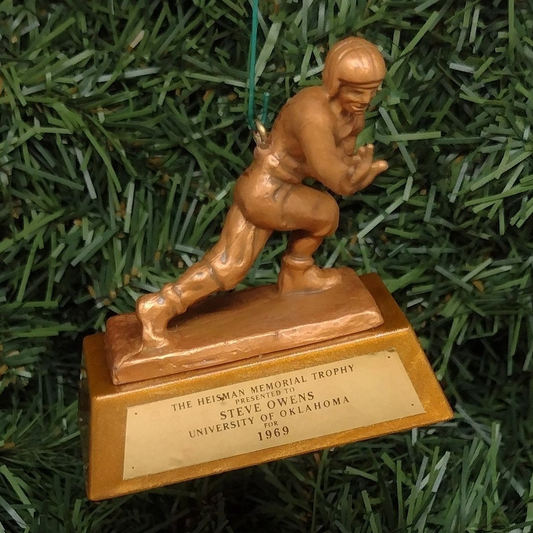 Steve Owens OKLAHOMA SOONERS Christmas Ornament Gift mini Heisman Trophy NCAA football