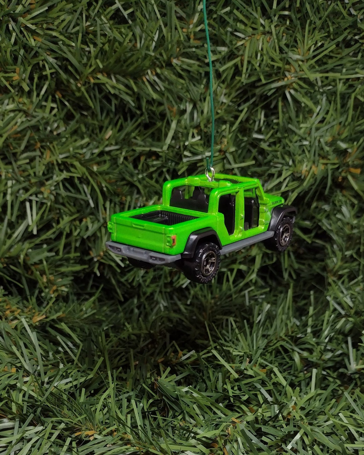 JEEP GLADIATOR Ornament Christmas gift idea unique Xmas tree decoration 4x4 SUV bright green open cab