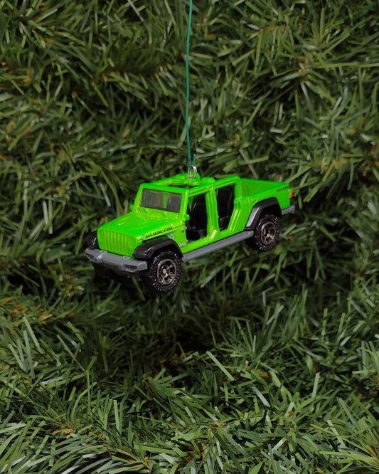 JEEP GLADIATOR Ornament Christmas gift idea unique Xmas tree decoration 4x4 SUV bright green open cab