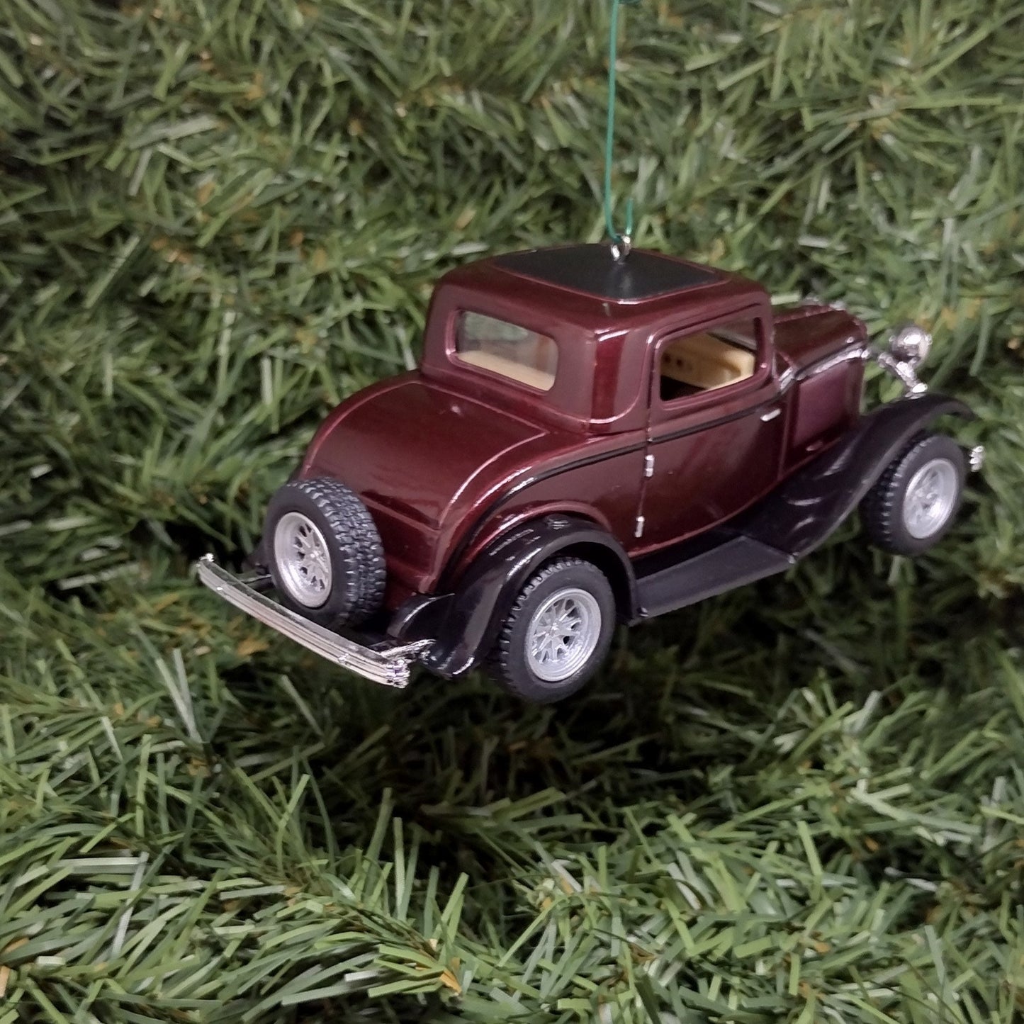 1932 FORD Ornament 3 Window Coupe Christmas Tree Decoration Unique Xmas Gift Idea 5 inches long maroon