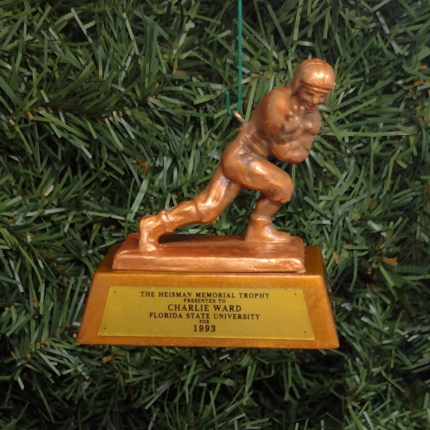 Charlie Ward FLORIDA STATE SEMINOLES Christmas tree ornament mini Heisman Trophy xmas ncaa football figure unique gift idea