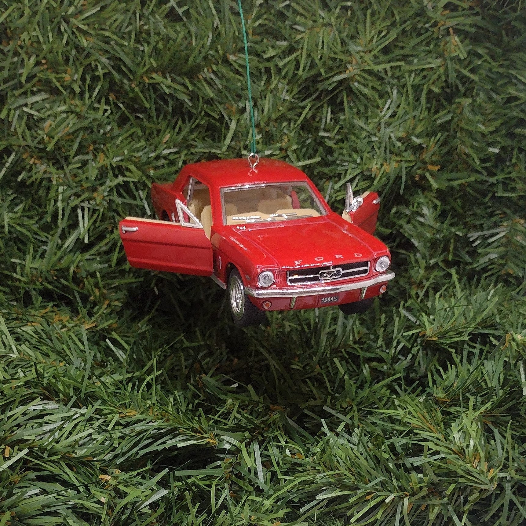 FORD MUSTANG Ornament Early 1965/1964.5 Christmas tree decoration fun automotive gift for car enthusiast 5 inch Red