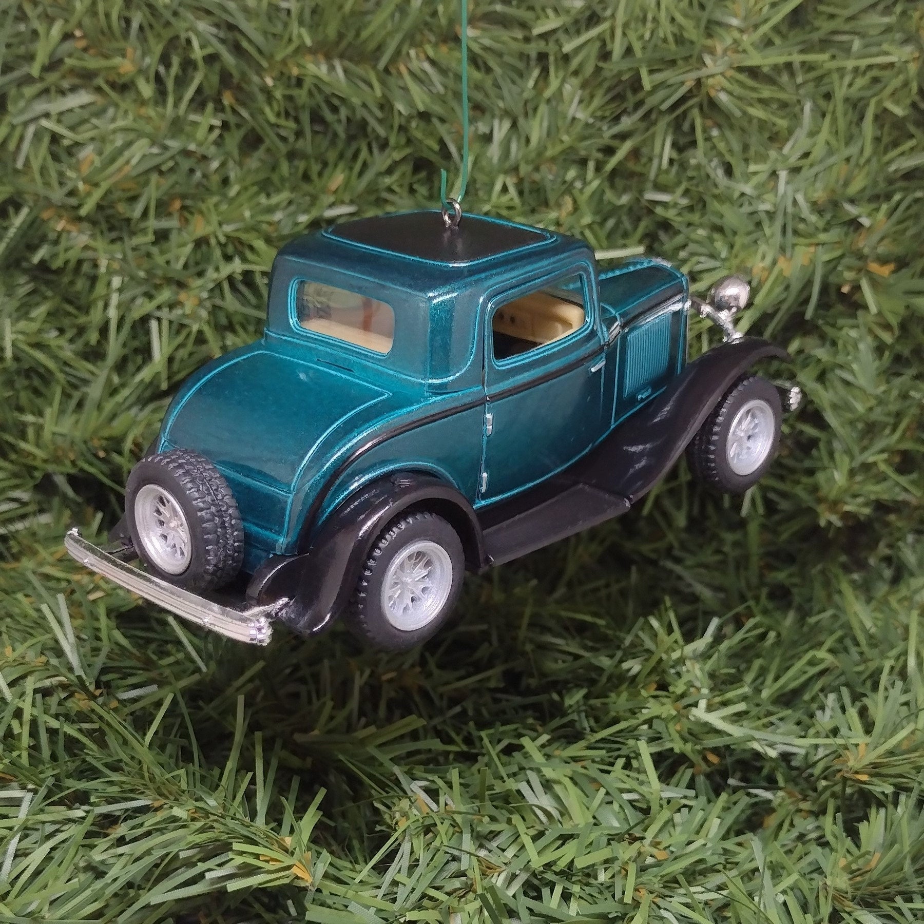 1932 FORD Ornament 3 Window Coupe Christmas Tree Decoration Unique Xmas Gift Idea 5 inches long green