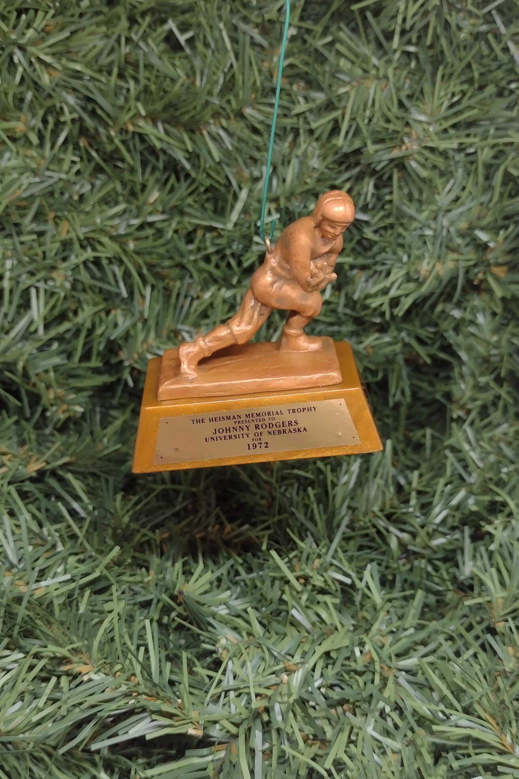 Johnny Rodgers NEBRASKA CORNHUSKERS ornament mini Heisman Trophy Christmas gift idea Xmas tree ncaa football