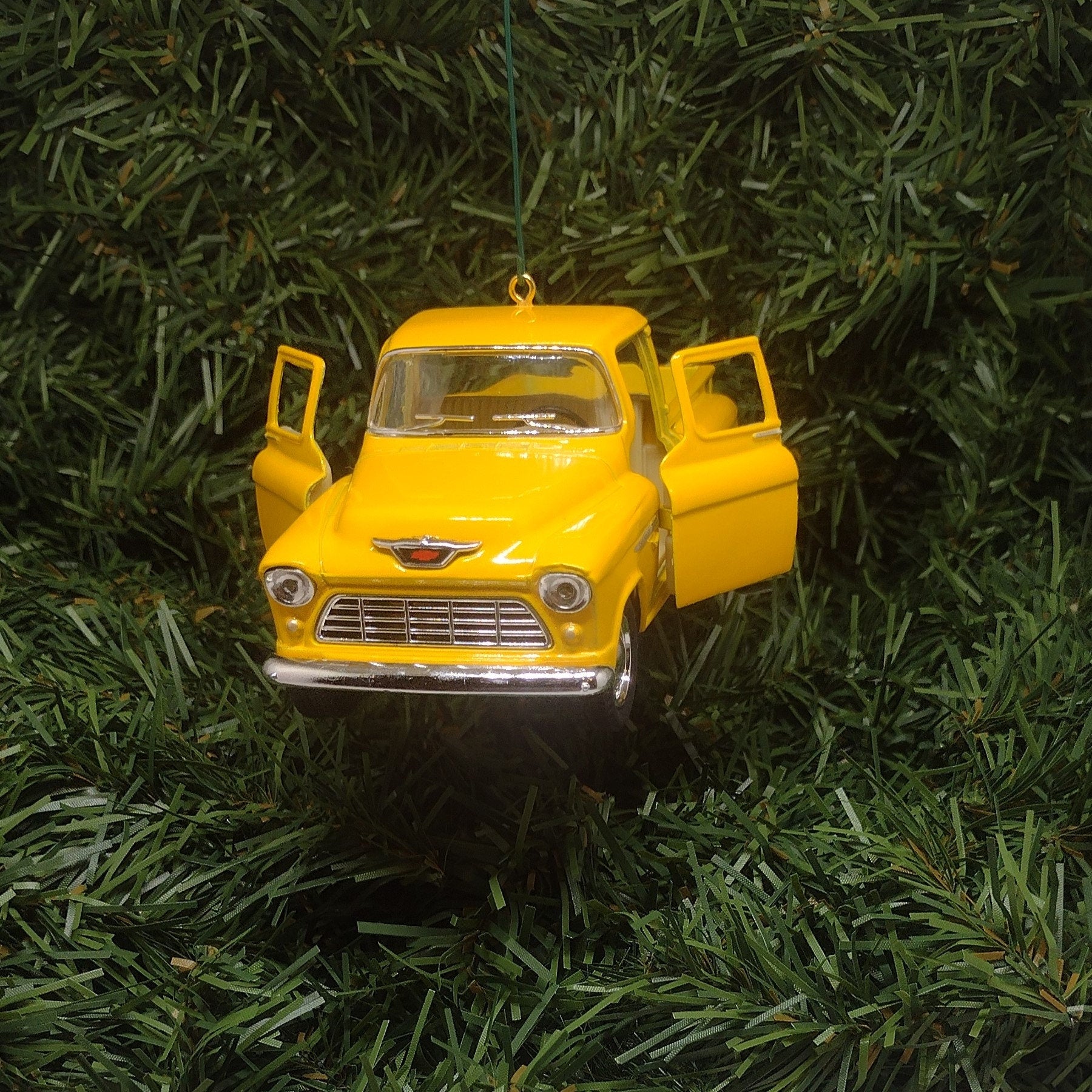 1955 Chevy 3100 Truck Ornament Christmas Gift Idea Chevrolet Stepside Pickup 5 inch Unique Xmas Tree Decoration Yellow