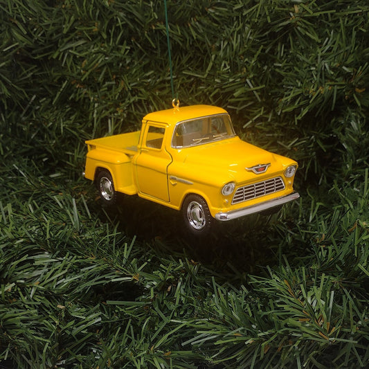 1955 Chevy 3100 Truck Ornament Christmas Gift Idea Chevrolet Stepside Pickup 5 inch Unique Xmas Tree Decoration Yellow