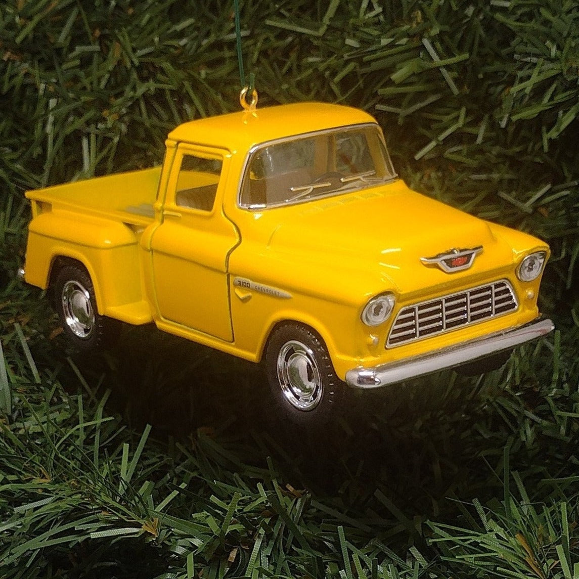 1955 Chevy 3100 Truck Ornament Christmas Gift Idea Chevrolet Stepside Pickup 5 inch Unique Xmas Tree Decoration Yellow