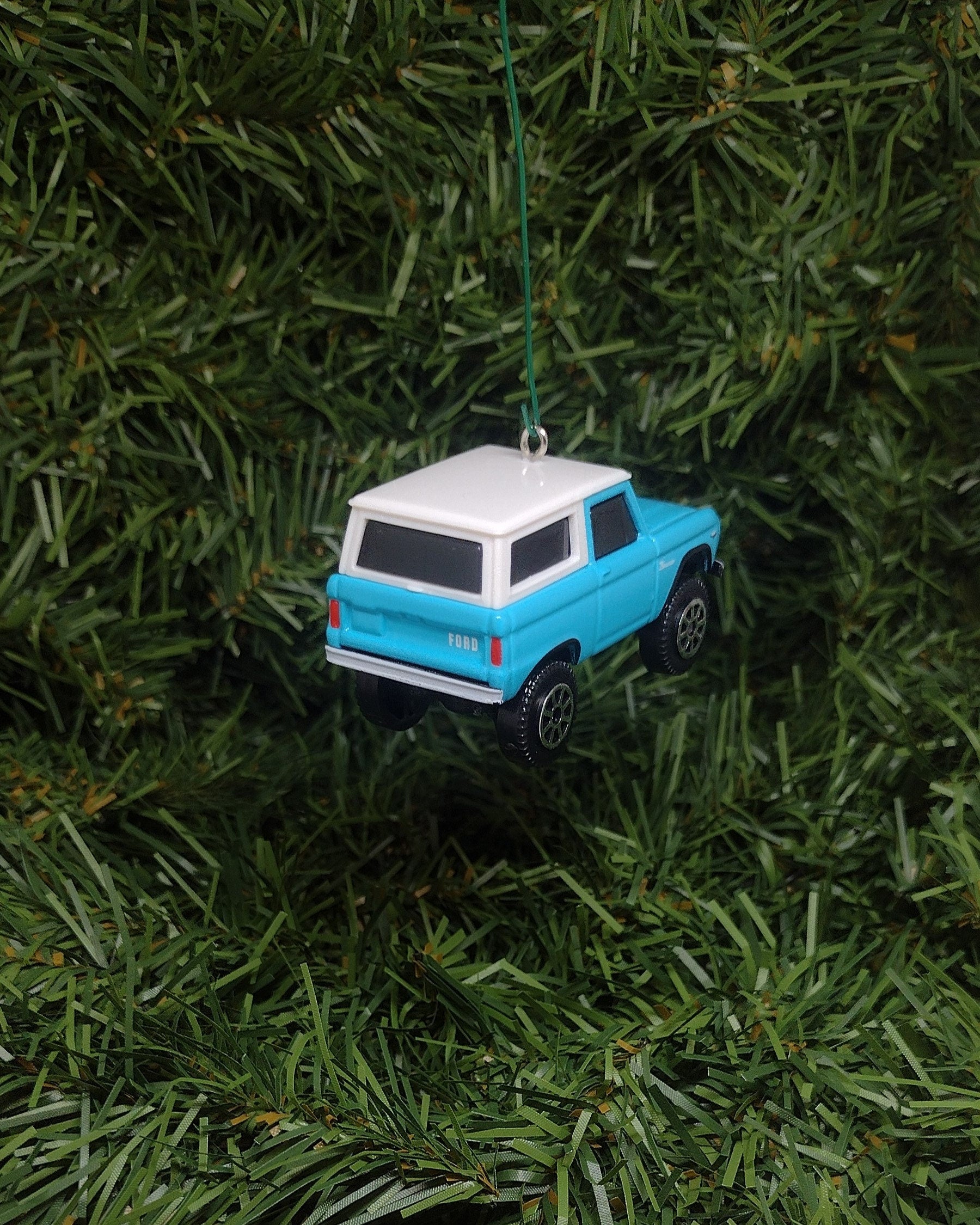 1966 Ford Bronco Christmas ornament fun gift idea for car enthusiast or man cave Xmas tree decoration blue