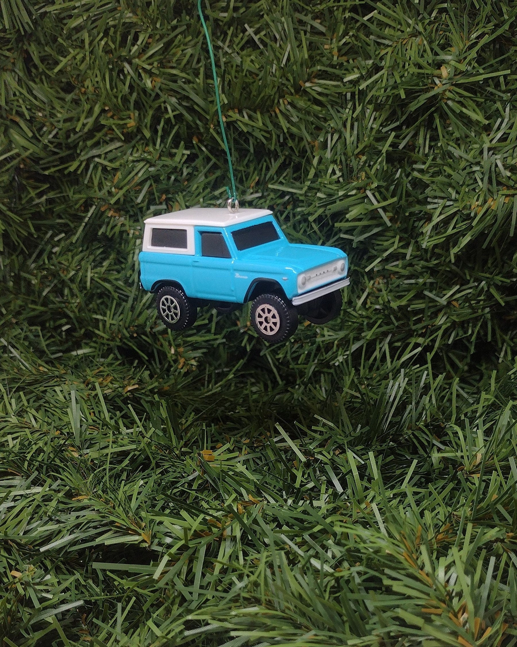 1966 Ford Bronco Christmas ornament fun gift idea for car enthusiast or man cave Xmas tree decoration blue