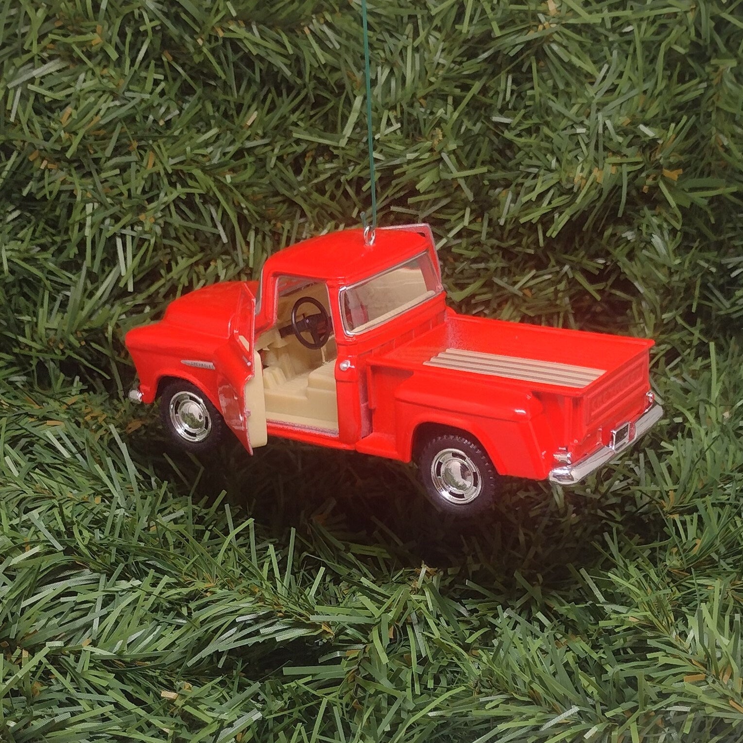 Chevy 1955 Pickup Truck Christmas ornament gift idea 3100 stepside 5 inch fun automotive Chevrolet unique xmas tree 5 inch