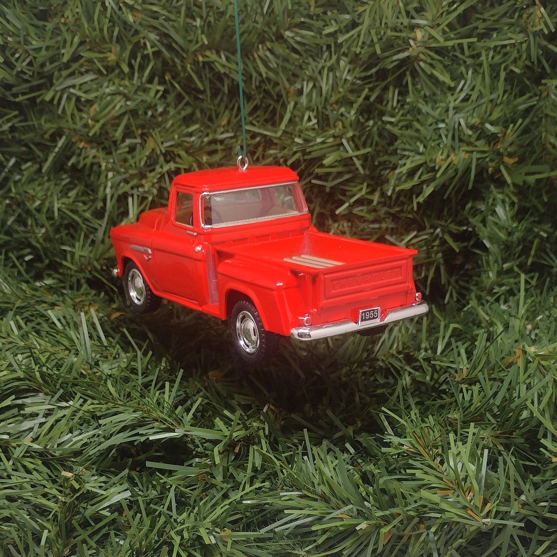 Chevy 1955 Pickup Truck Christmas ornament gift idea 3100 stepside 5 inch fun automotive Chevrolet unique xmas tree 5 inch