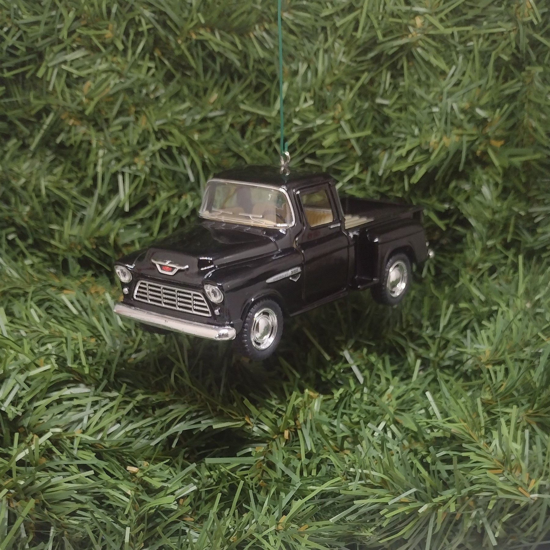 1955 Chevy 3100 Truck Ornament Christmas Gift Idea Chevrolet Stepside Pickup 5 inch Unique Xmas Tree Decoration Black