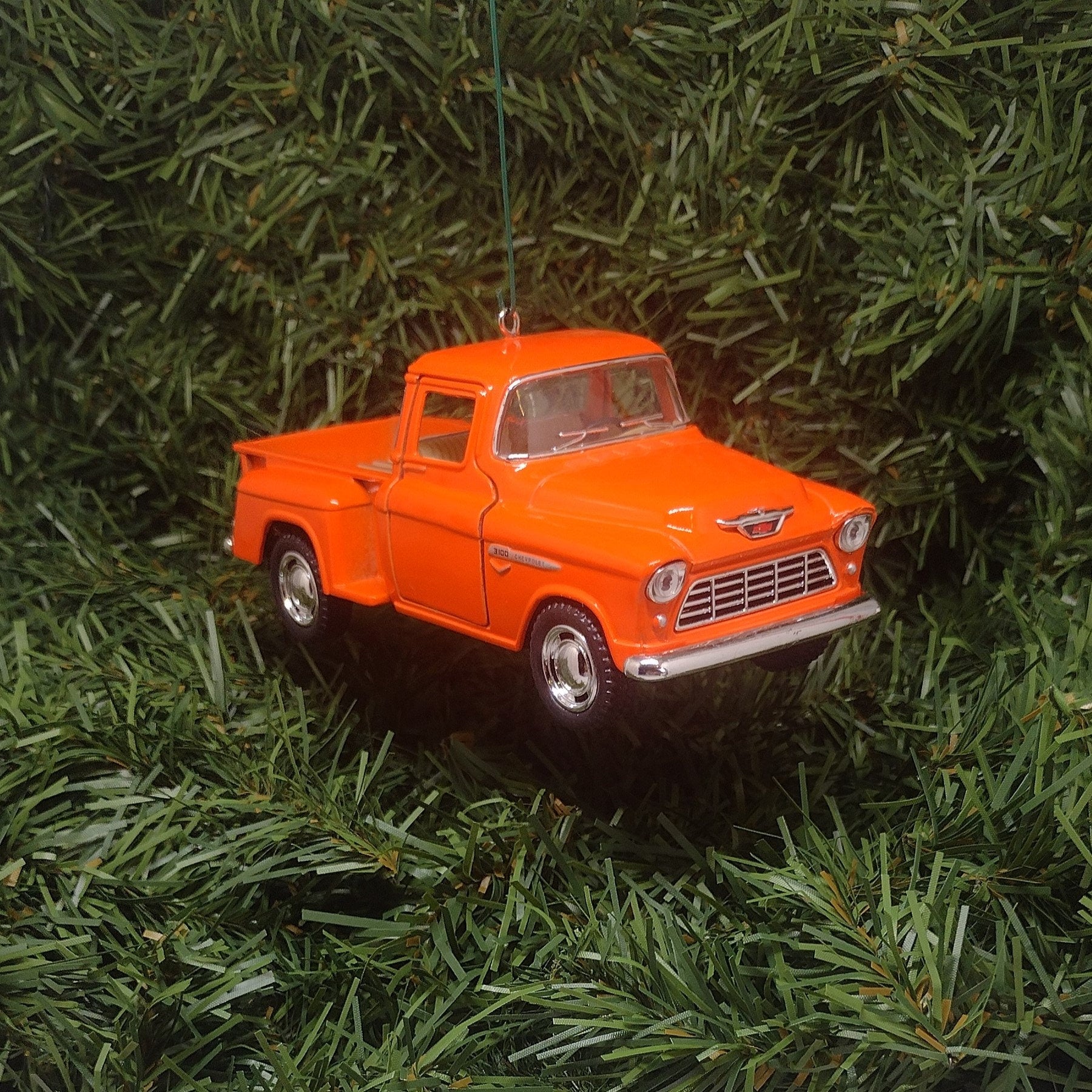 1955 Chevy 3100 Truck Ornament Christmas Gift Idea Chevrolet Stepside Pickup 5 inch Unique Xmas Tree Decoration Orange